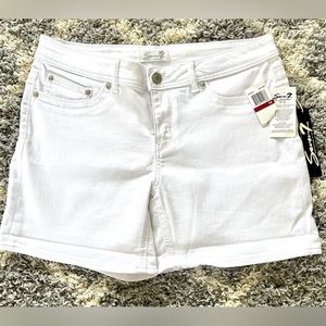 Women Seven7 Embroidered Pocket Stretch Denim Roll-up/down Jean Shorts SZ 14 New